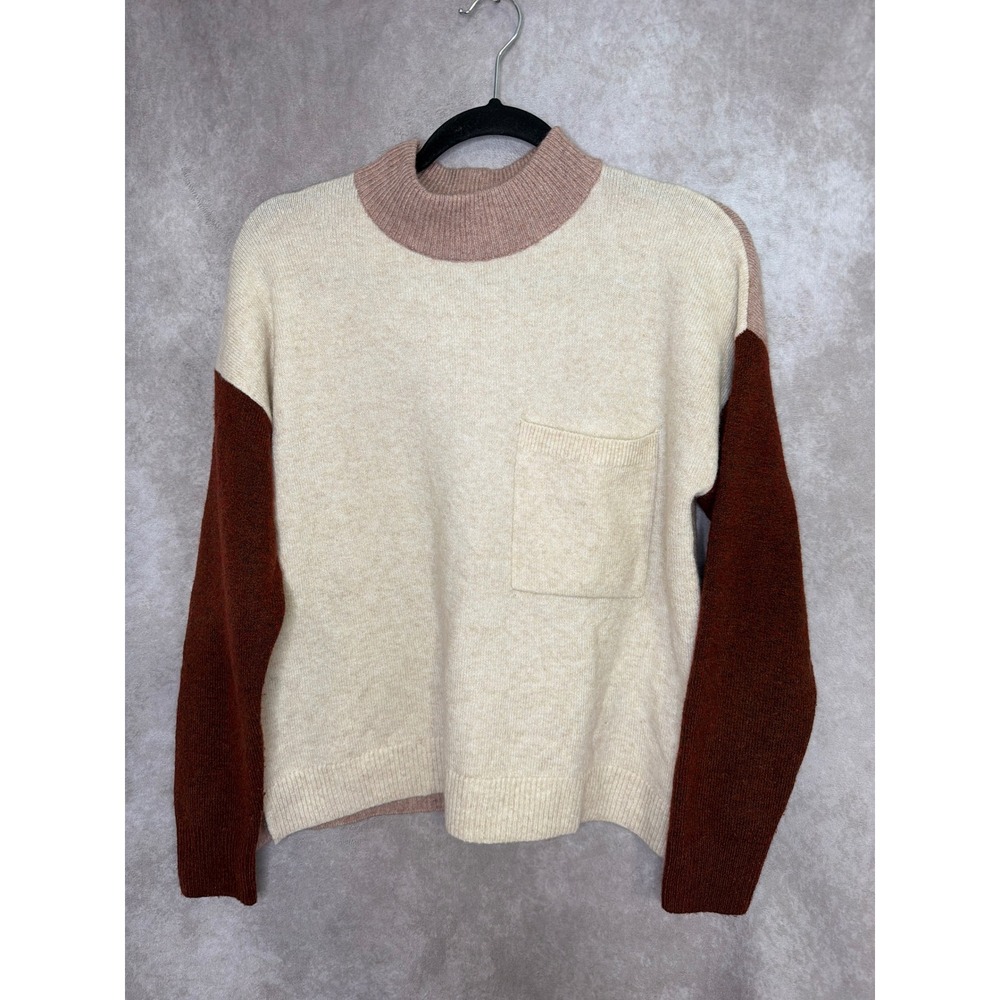Madewell Redmond Womens Color Block Mock Neck Sweater Wool Blend Size Small‎ - Picture 2 of 5